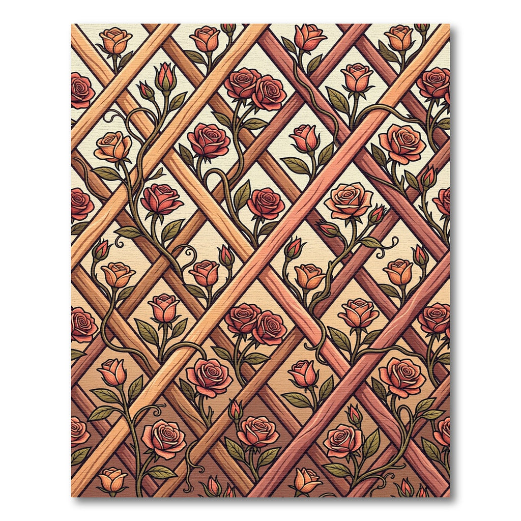 Rose Lattice Trellis Garden Rug