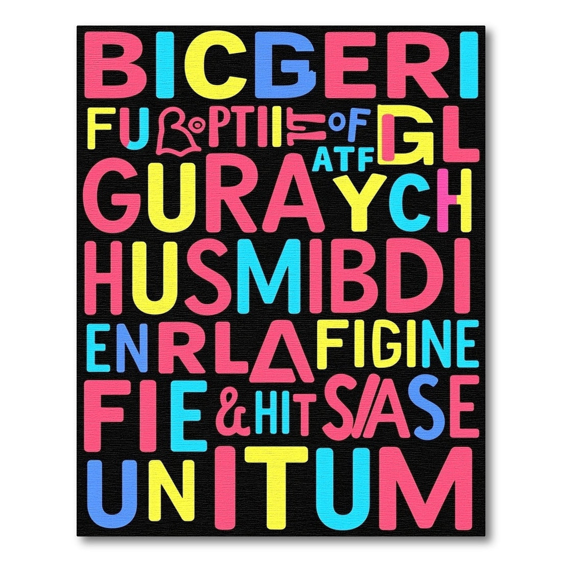 Bold Multicolored Typographic Statement Rug
