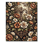 Ornate Bronze Floral Scrollwork Rug