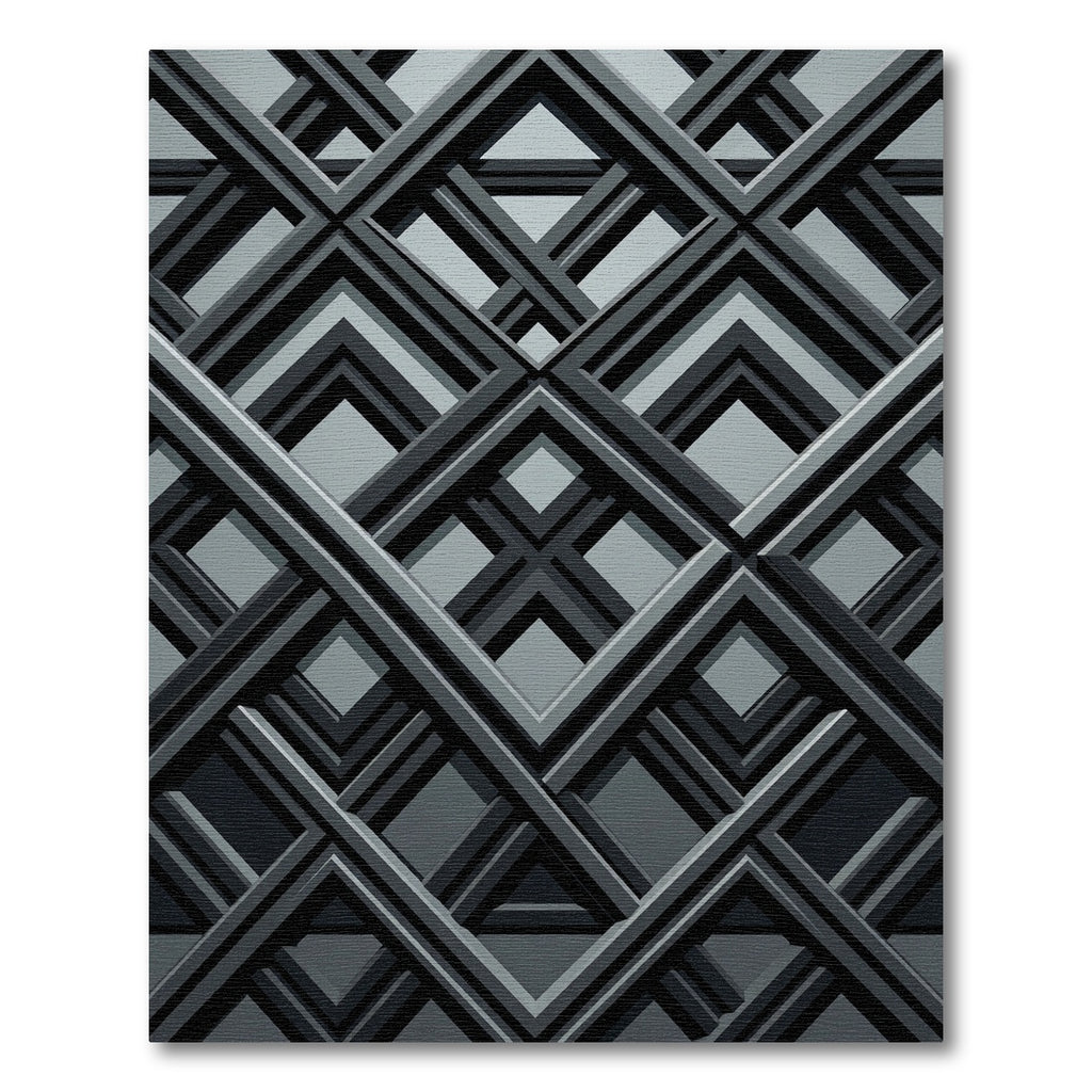 Charcoal Gray Modern Intersecting Geometric Rug