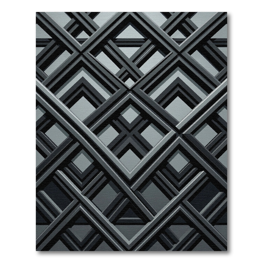 Charcoal Gray Modern Intersecting Geometric Rug