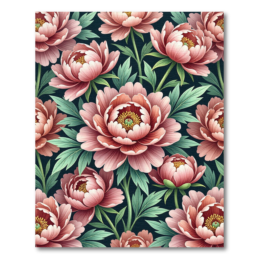 Blush Pink Floral Foliage Art Rug