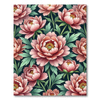 Blush Pink Floral Foliage Art Rug