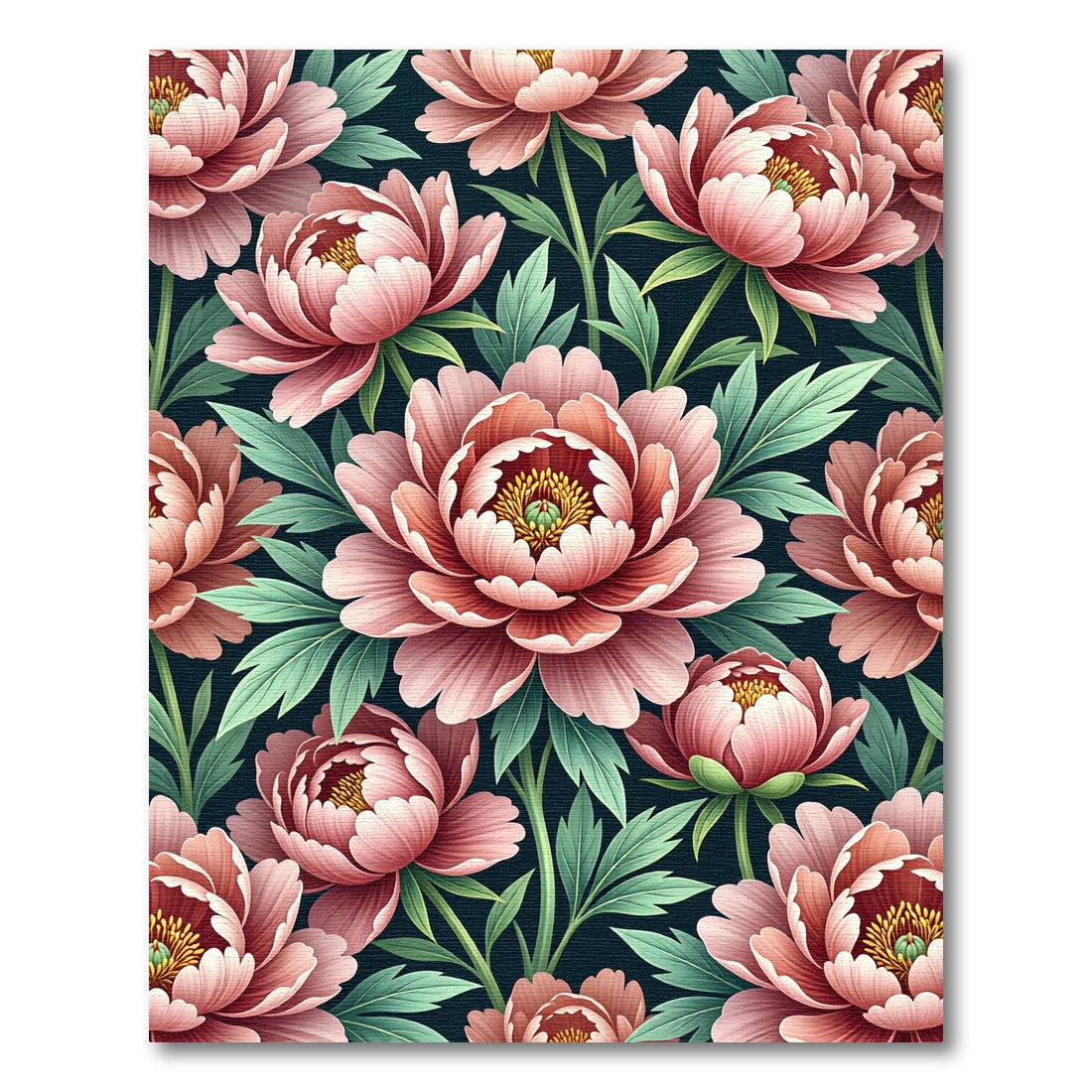 Blush Pink Floral Foliage Art Rug
