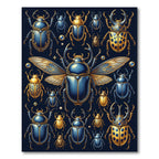Ornate Golden Beetle And Sapphire Insect Rug