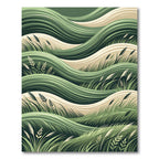 Earthy Green Wavy Grassland Field Rug