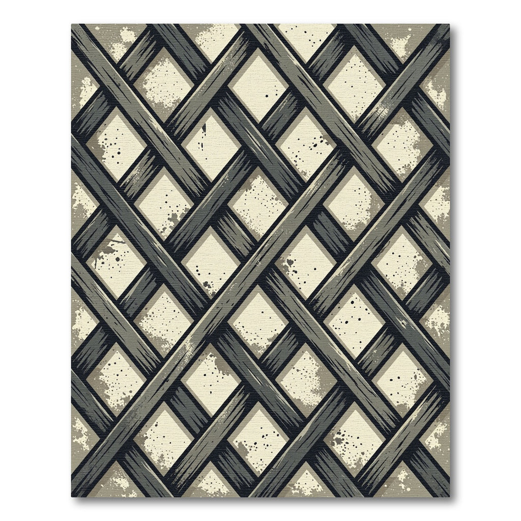 Modern Charcoal Lattice Grid Rug