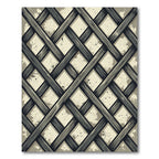 Modern Charcoal Lattice Grid Rug