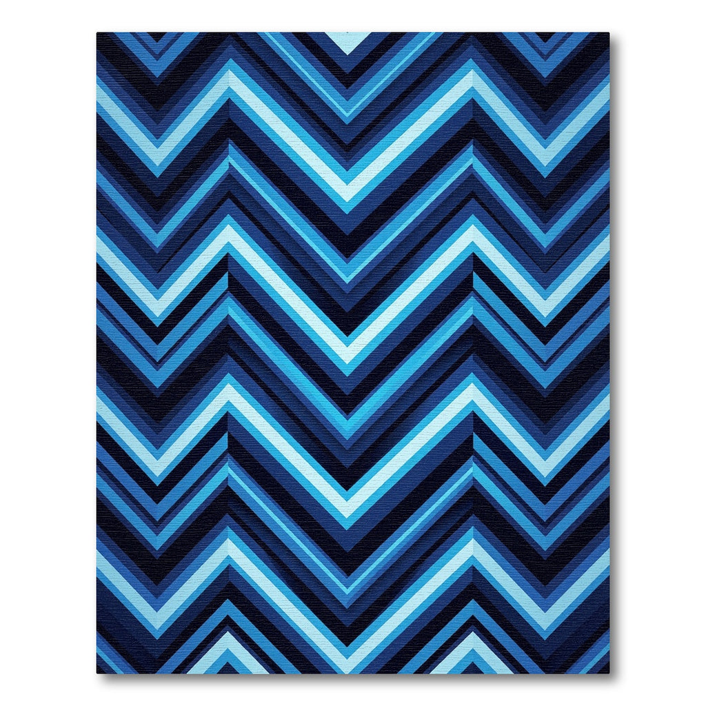Cool Blue Chevron Zigzag Stripes Rug