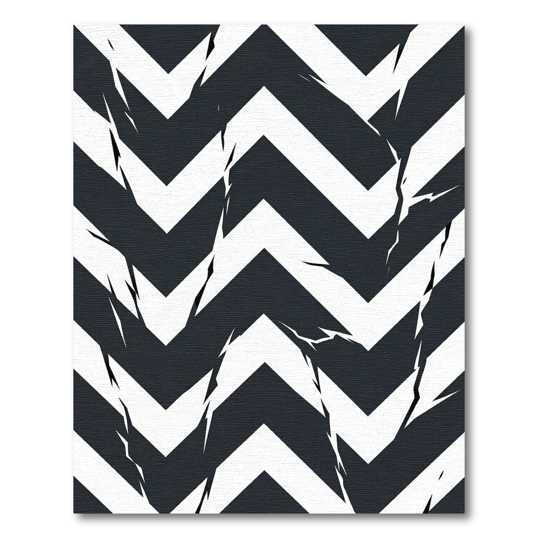 Dark Gray Cracked Chevron Rug