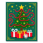 Green Christmas Tree Gifts Yellow Stars Rug