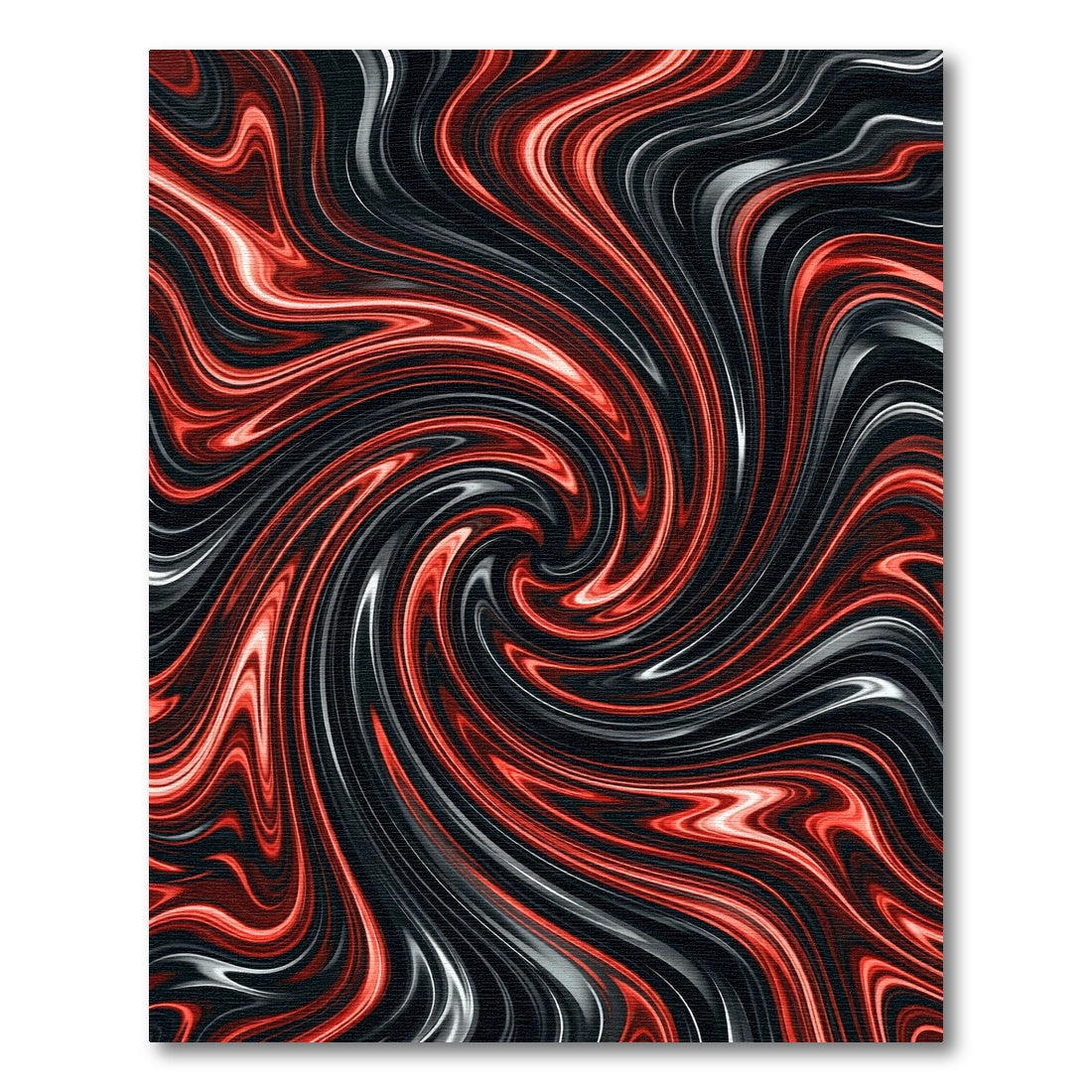 Fiery Red Black Swirl Abstraction Rug