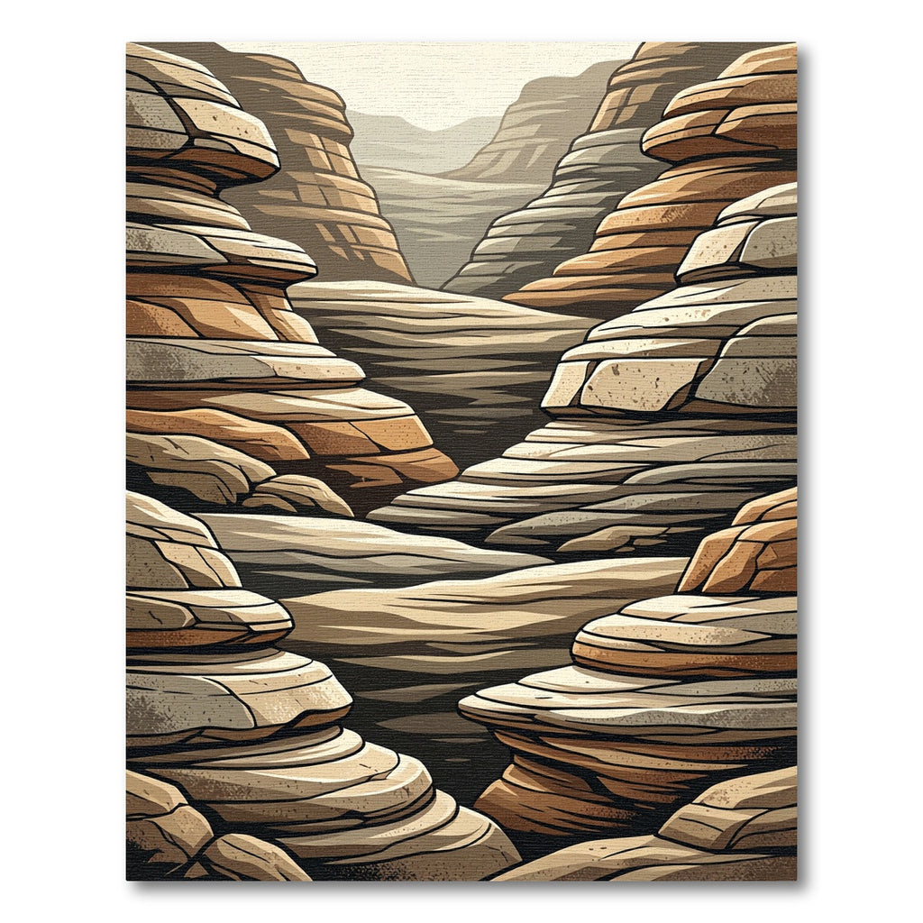 Layered Earthy Canyon Landscape Abstract Rug
