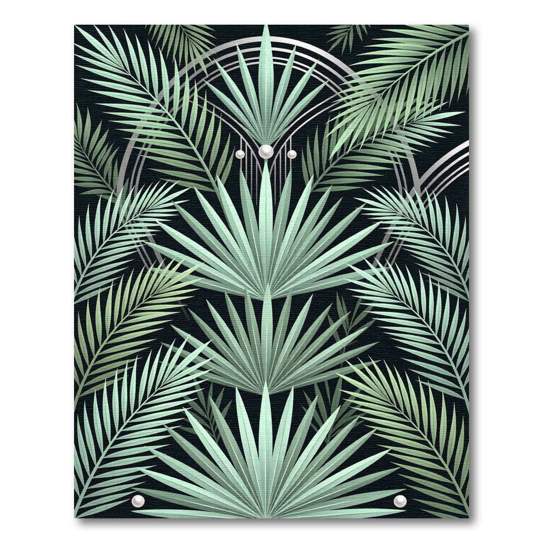 Art Deco Mint Green Palm Leaf Arrangement Rug