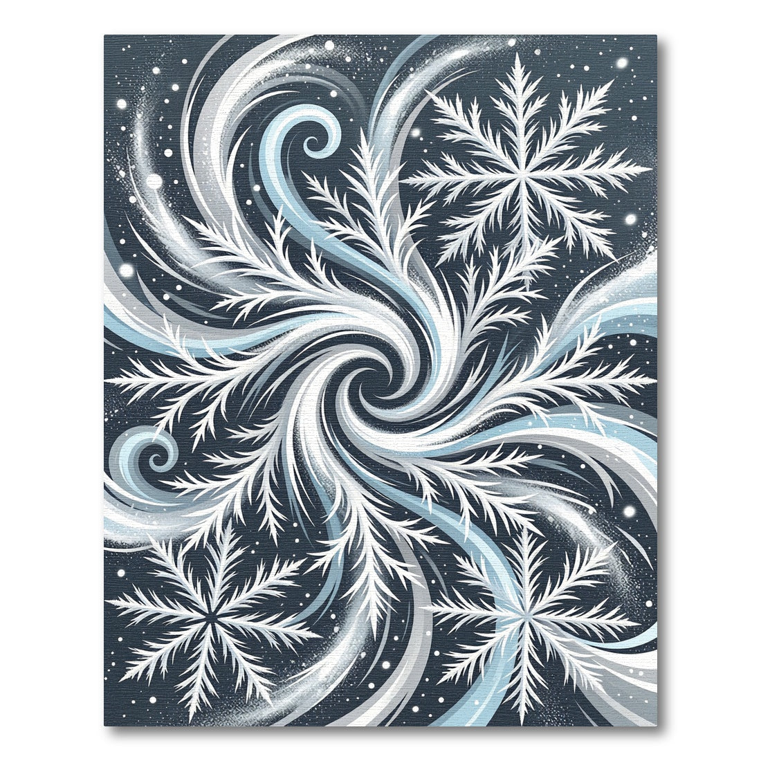 Winter Swirl Snowflake Frost Blue Rug
