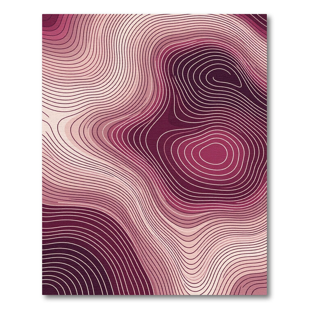 Deep Pink Topographic Contour Rug