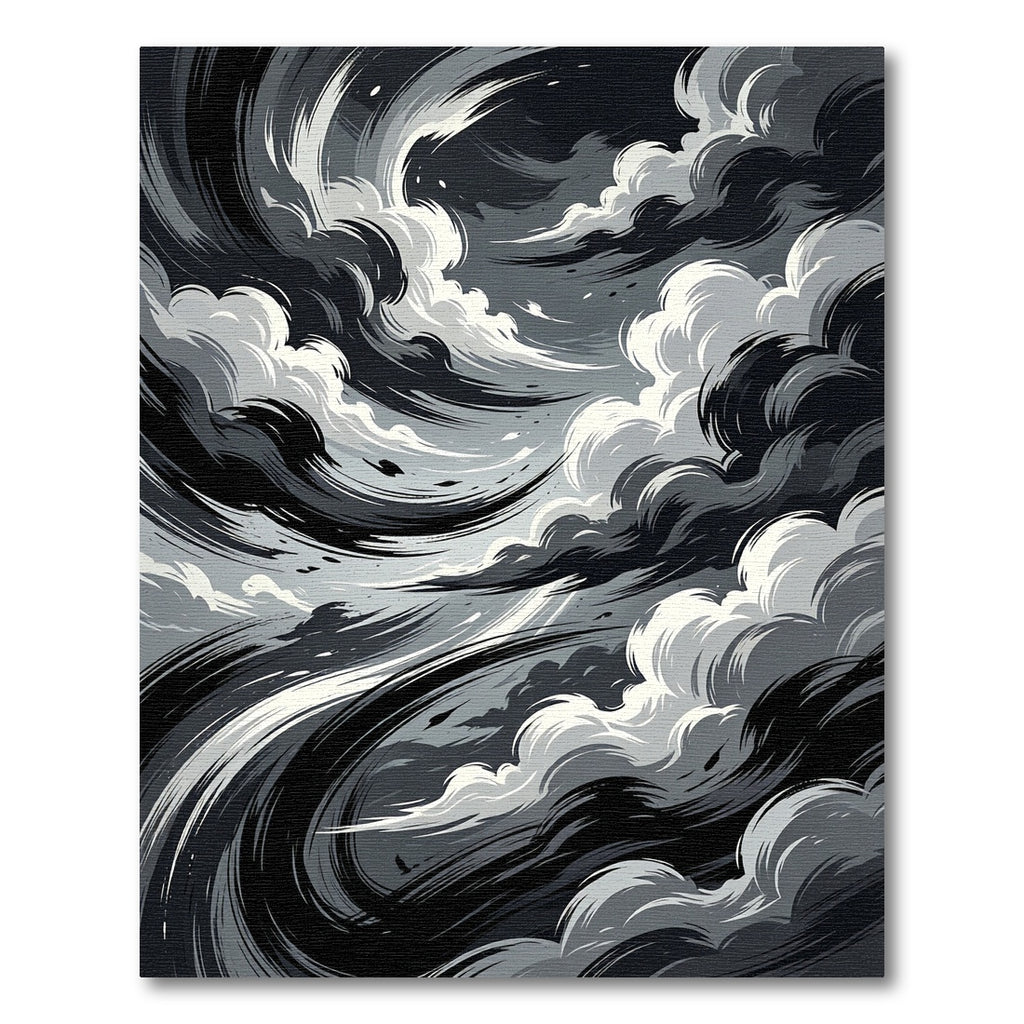 Monochrome Abstract Storm Swirl Rug
