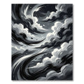 Monochrome Abstract Storm Swirl Rug