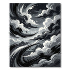 Monochrome Abstract Storm Swirl Rug