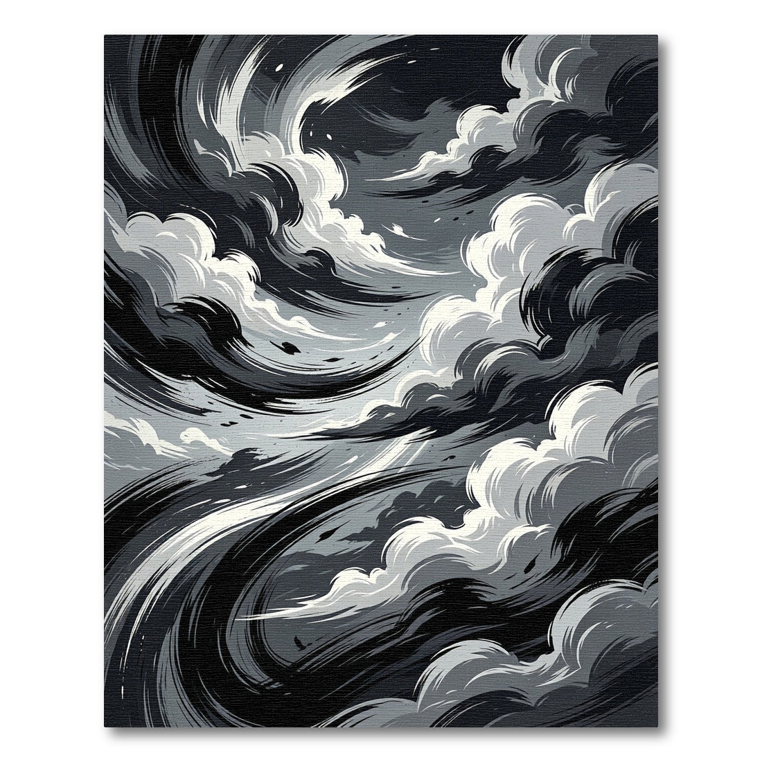 Monochrome Abstract Storm Swirl Rug