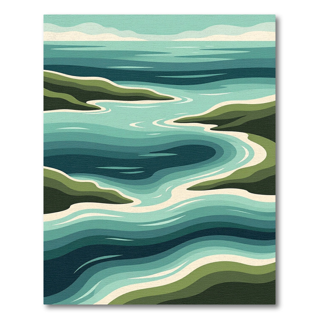 Oceanic Green River Landscape Rug