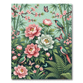 Pink Peony Blossom Birds Butterflies Bamboo Rug