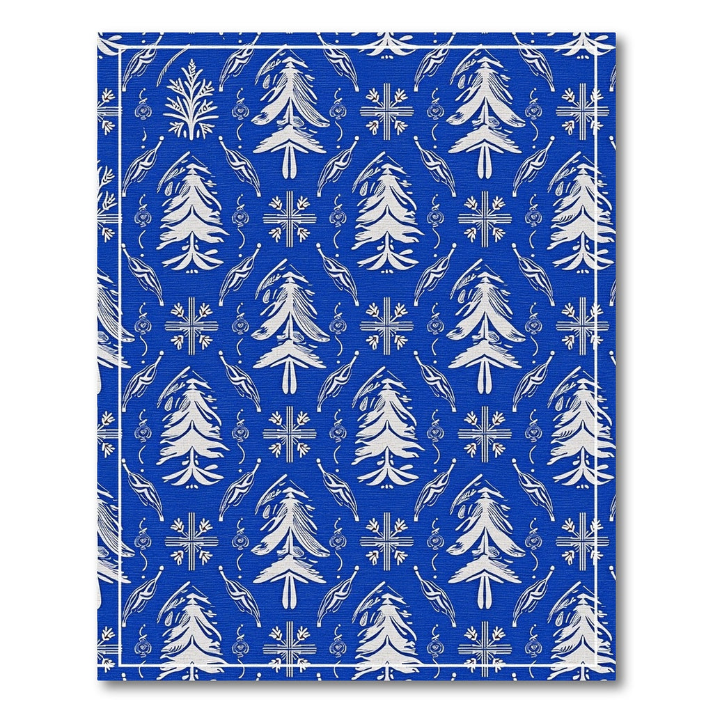 Classic Blue White Foliage Forest Rug