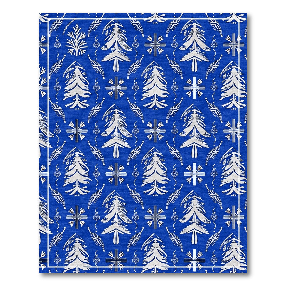 Classic Blue White Foliage Forest Rug