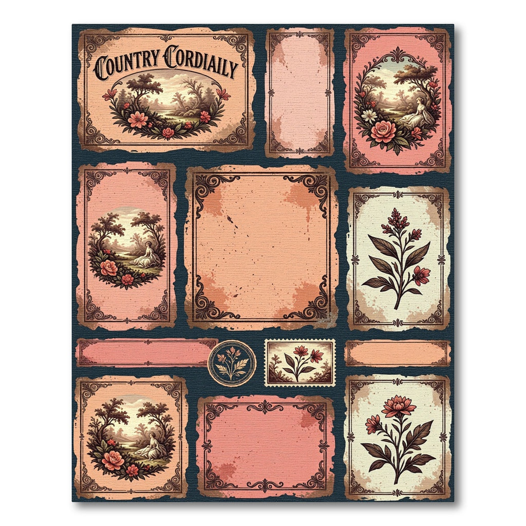 Vintage Country Floral Landscape Rug