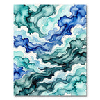 Abstract Blue Ocean Wave Swirl Rug