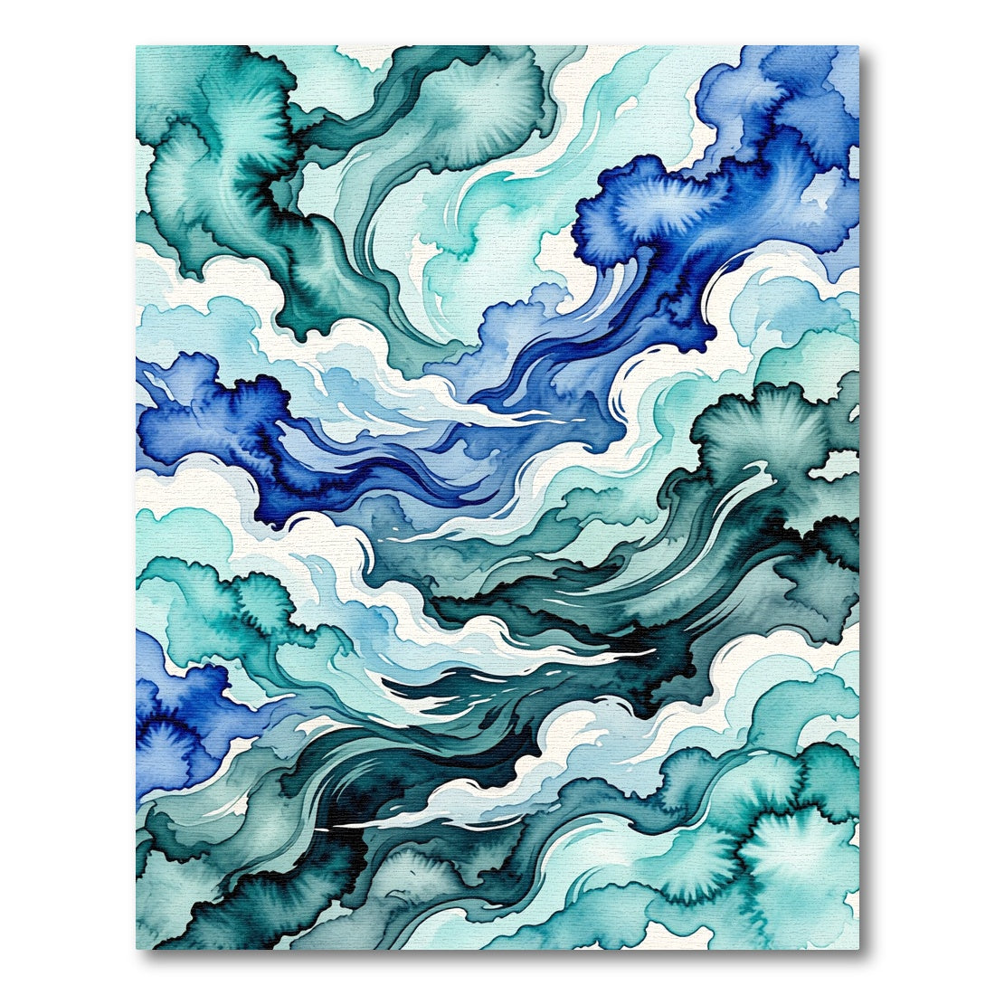 Abstract Blue Ocean Wave Swirl Rug