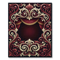 Ornate Crimson Gold Baroque Scrollwork Rug