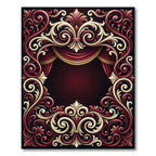 Ornate Crimson Gold Baroque Scrollwork Rug