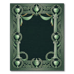 Classical Green Laurel Urn Column Frame Rug