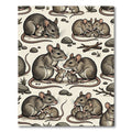 Gray Mouse Family Field Illustration Rug