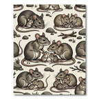Gray Mouse Family Field Illustration Rug