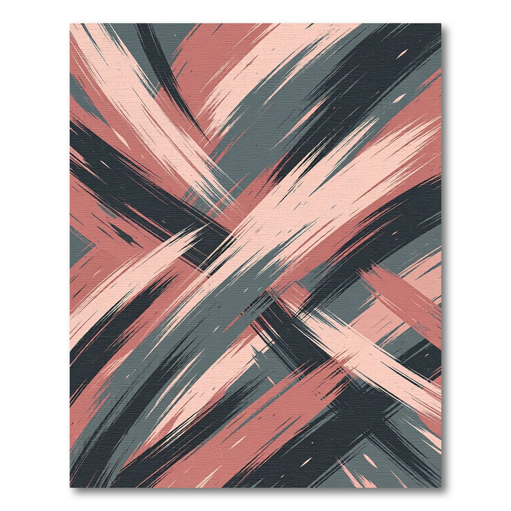 Coral Blush Slate Abstract Brushstrokes Rug