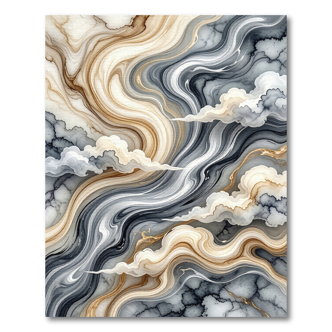 Abstract Marble Flow with Soft Clouds Rug