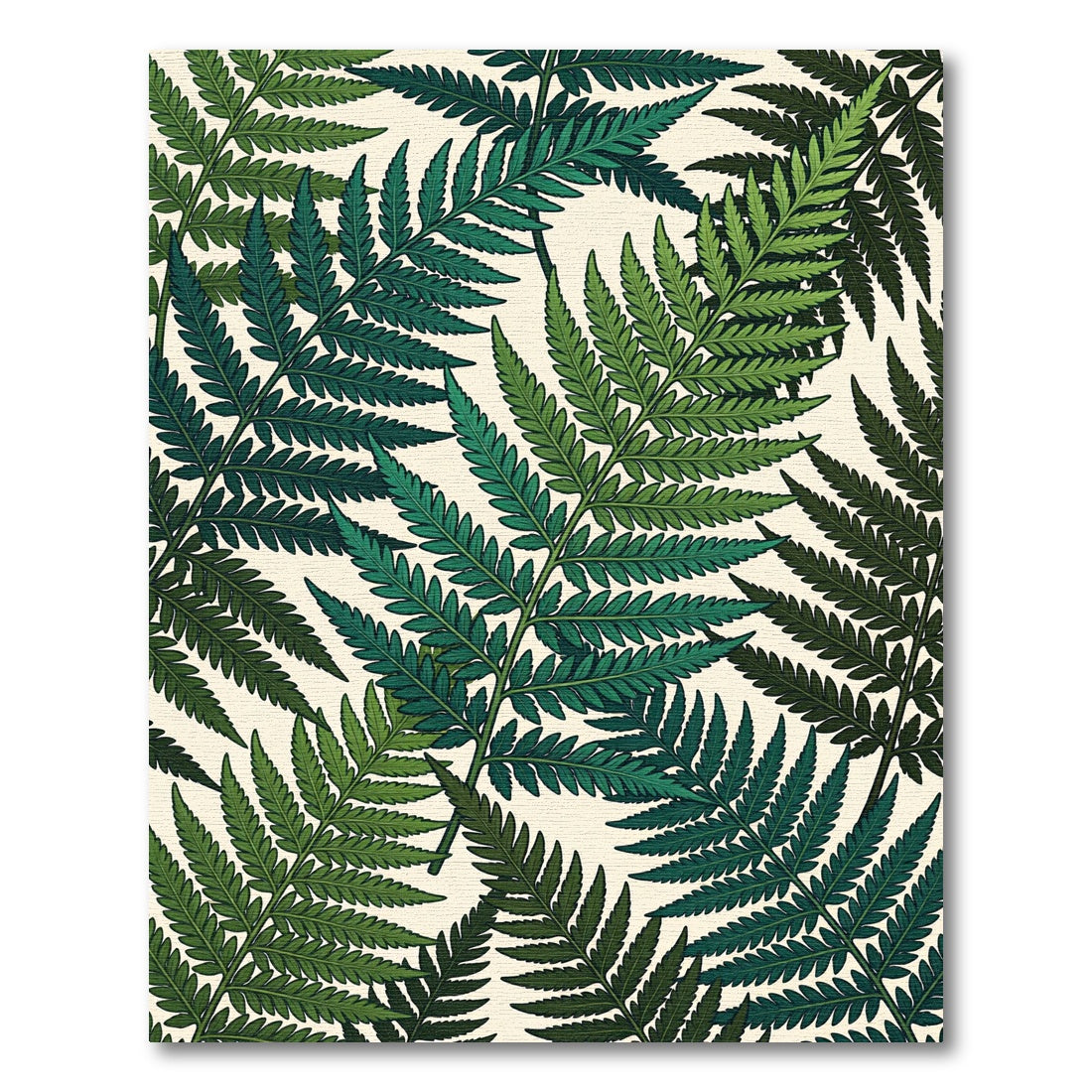 Verdant Green Fern Frond Overlay Rug
