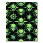 Neon Alien Head Galactic Star Medallion Rug