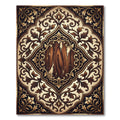 Elegant Dark Chocolate Floral Scrollwork Rug