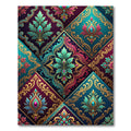 Jeweled Teal Crimson Paisley Diamonds Rug