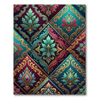 Jeweled Teal Crimson Paisley Diamonds Rug
