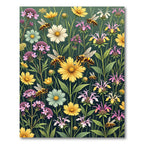 Whimsical Meadow Honey Bee Wildflower Garden Rug