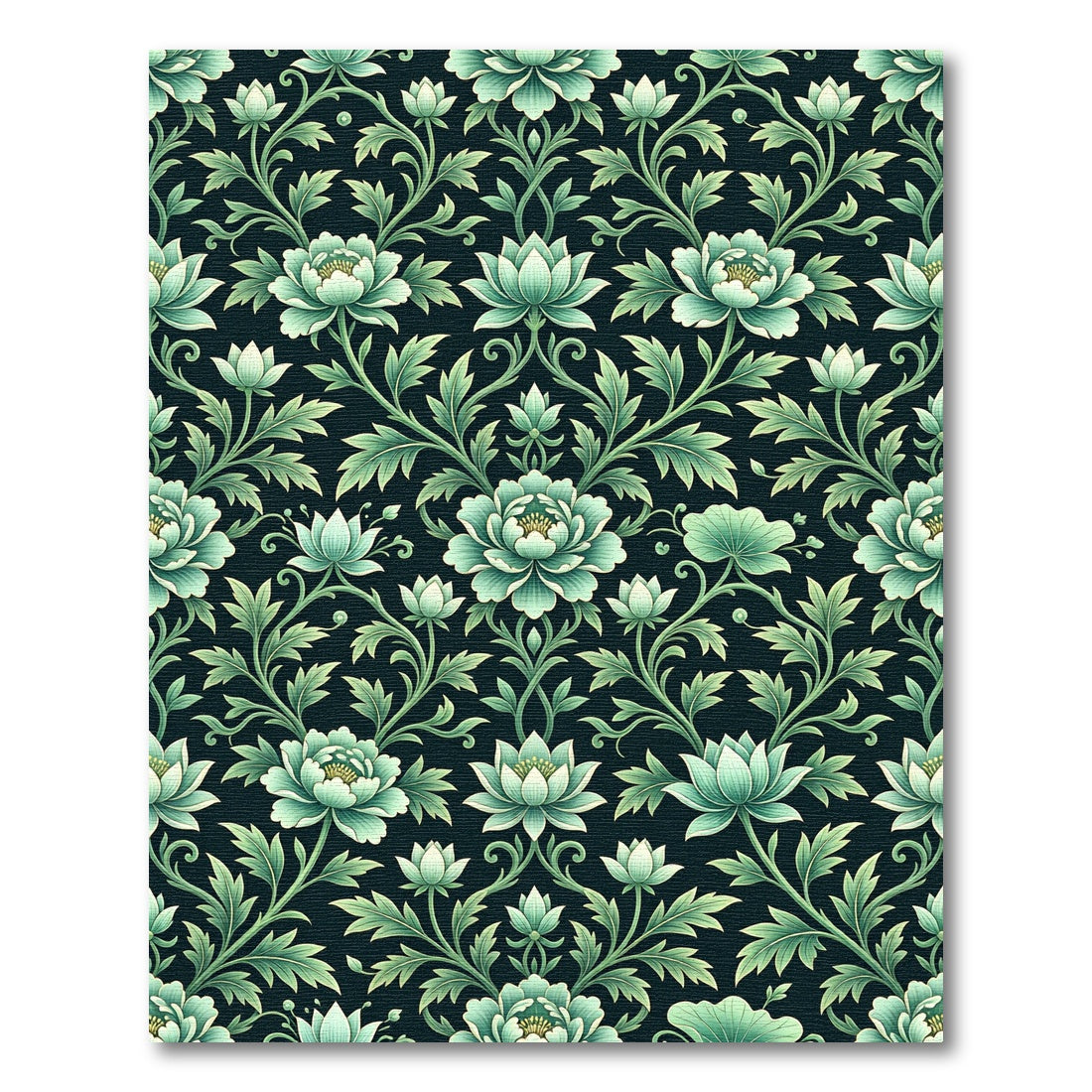 Jade Floral Vine Scrollwork Rug