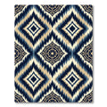 Navy and Gold Ikat Diamond Medallion Rug
