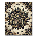 Ornate Black and Gold Celestial Star Rug