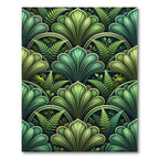Lush Green Fern Fan Art Nouveau Rug
