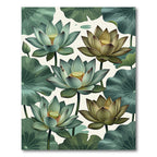 Botanical Sage Lotus Water Lily Garden Rug