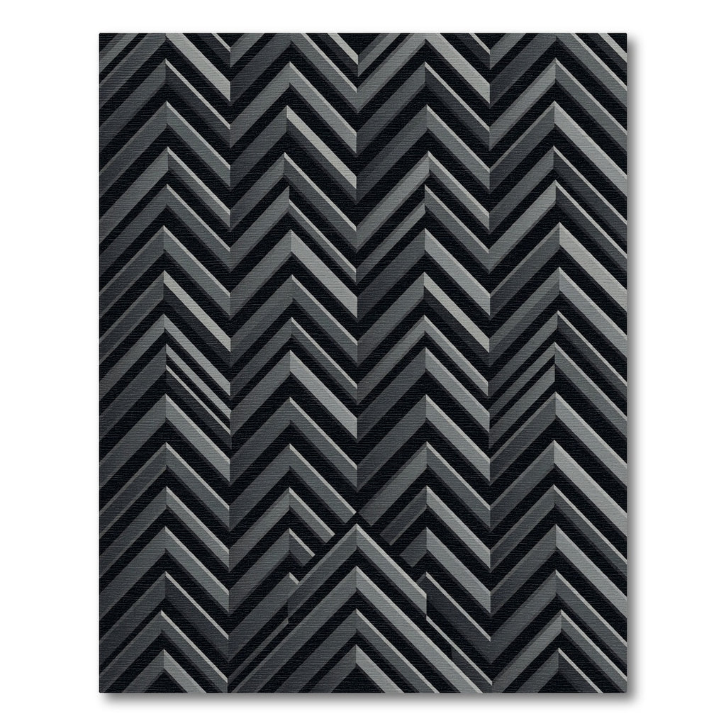 Monochrome Geometric Chevron Illusion Rug